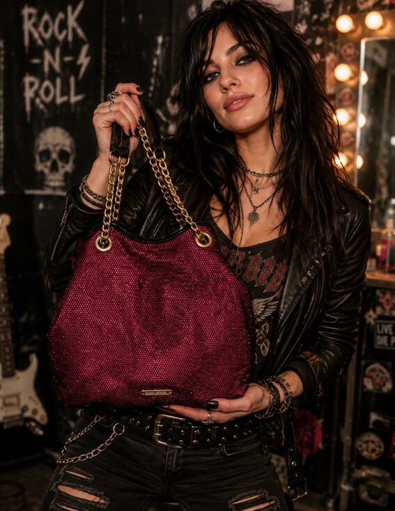 Betsey Johnson Handbags - Vintage betsey johnson pink & black sequin fishnet mesh tote bag purse satchel